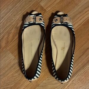 Giuseppe Zanotti Black and White Striped Flats